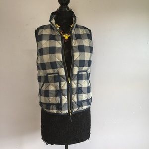 J Crew Navy & Gray Buffalo Check Vest